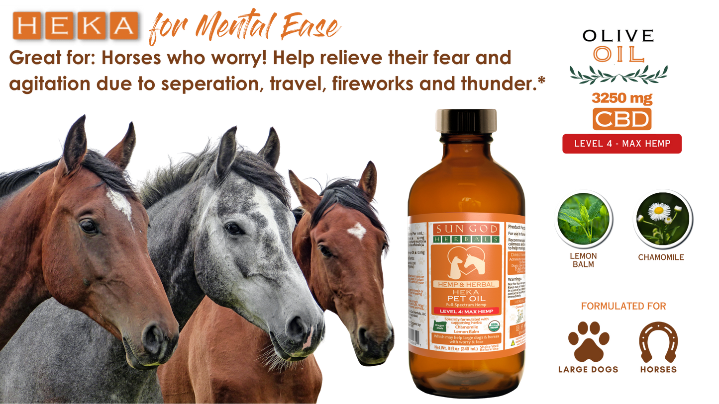Organic Heka Mental Ease Hemp Pet Oil-Level 4 Max Hemp: for Horses and Large Dogs - SALE