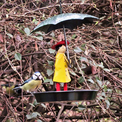Metal Hanging Bird Feeder with Umbrella Design for Outdoors
