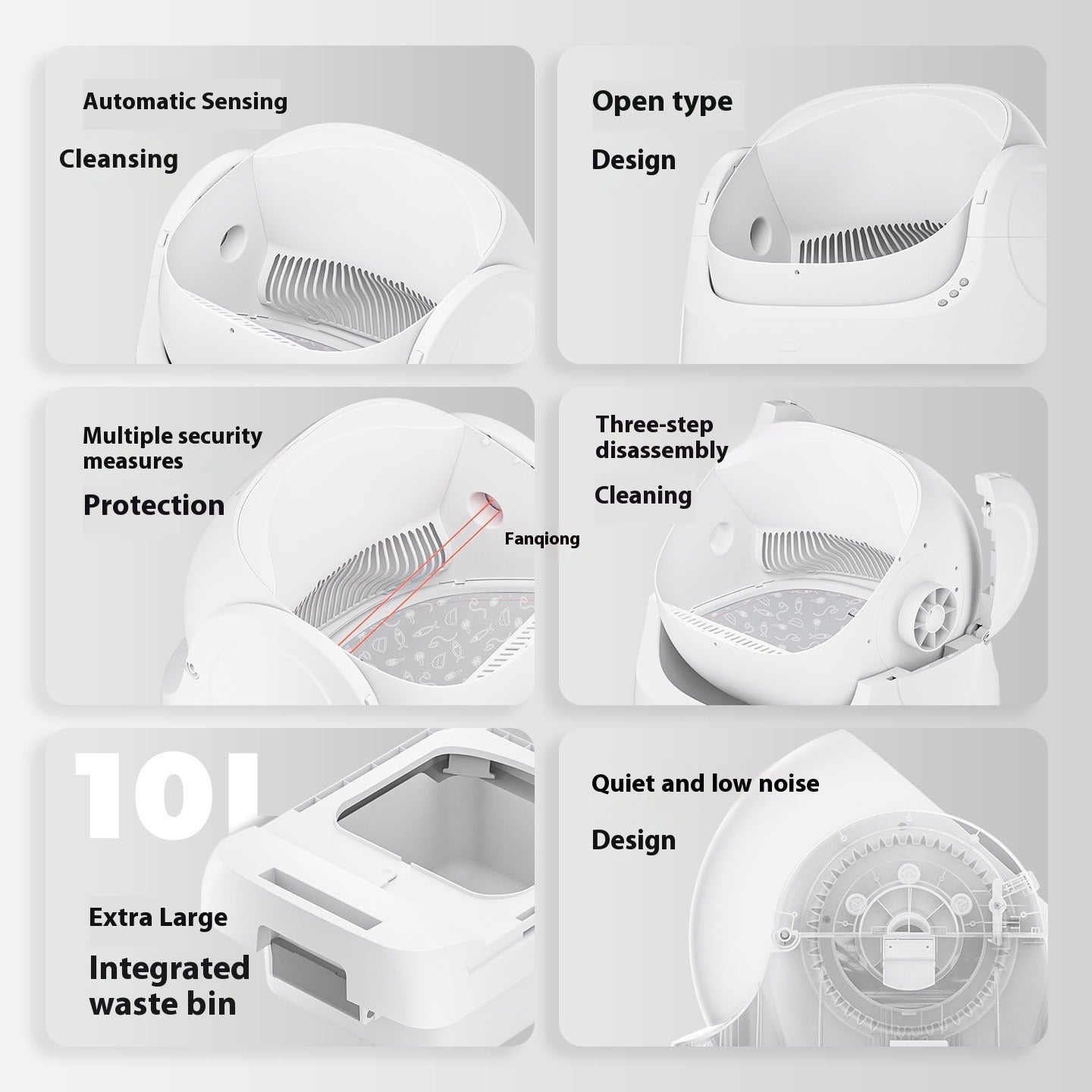 Open Automatic Self-Cleaning Litter Box (White)