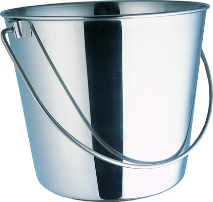 Indipets Stainless Steel Bucket for Pets (4-Quart) – w/Out Hooks – Food & Water Pail for Cats & Dogs