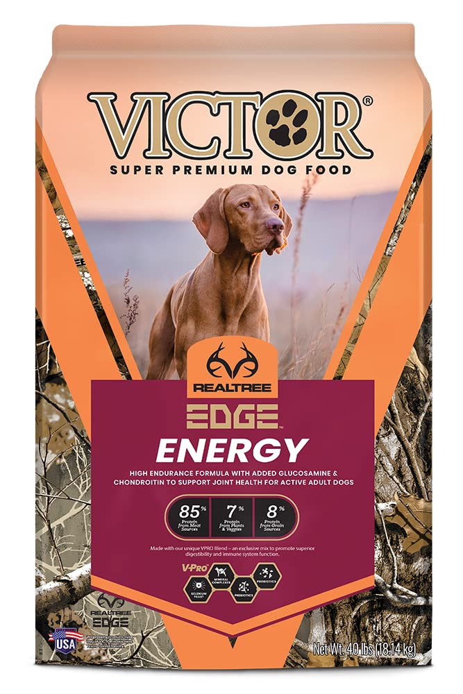 Victor Super Premium Dog Food – Realtree Edge Energy Dry Dog Food for Highly Active Dogs – Gluten Free Dog Food with Glucosamine and Chondroitin for Hip and Joint Health 40 Lb