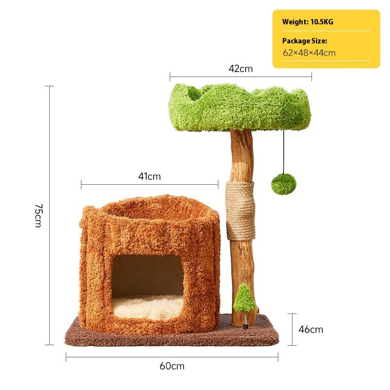 Solid Wood Cat Climbing Tree with Nest