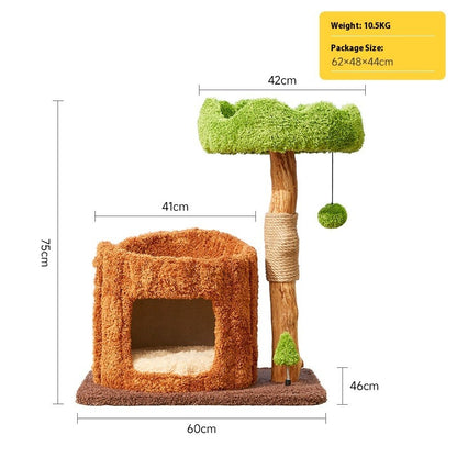 Solid Wood Cat Climbing Tree with Nest