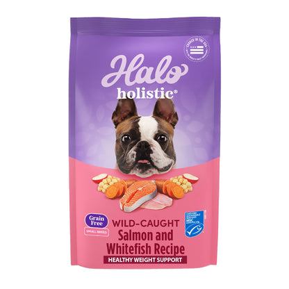 Halo Purely for Pets Holistic Dog Food Complete Digestive Health Wild-Caught Salmon and Whitefish Recipe Dry Dog Food Bag Small Breed Formula 3.5-lb Bag
