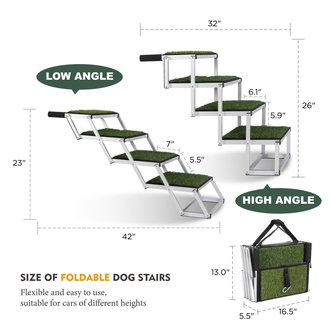 Foldable Dog Ramp - Portable Non-Slip Stairs for Large Dogs