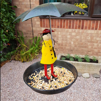 Metal Hanging Bird Feeder with Umbrella Design for Outdoors