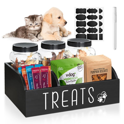 MEMOORIAL Dog Treat Container Dog Food Container for Dog Food Storage Farmhouse Cat Food Container with 3 Treat Jars Pet Food Storage Organizer for Dog Cat Gift for Pet Owner