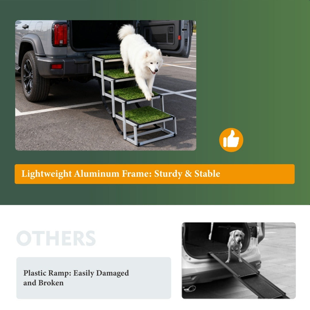 Foldable Dog Ramp - Portable Non-Slip Stairs for Large Dogs