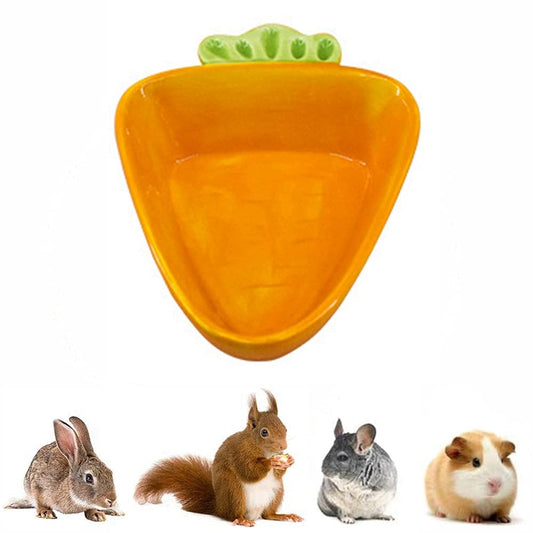 Rabbit Food Bowl - Ceramic Bunny Guinea Pig Hay Feeder Food Dish Water Bowl Chew Resistant Food Bowls Water Feeder for Rabbits Guinea pigs Chinchilla Ferrets (Big Carrot)