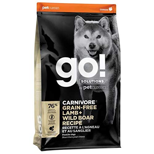 Go! Solutions Carnivore Grain Free Dog Food 12 lb – Lamb + Wild Boar Recipe – Protein Rich Dry Dog Food – Complete + Balanced Nutrition for All Life Stages