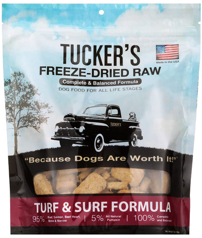 Tuckers Raw Frozen Freeze Dried Raw Dog Food Turf & Surf Formula 14oz
