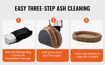 Large Human Dog Bed with Washable Faux Rabbit Fur