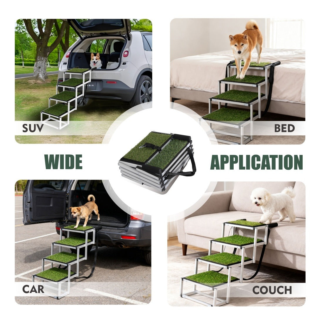 Foldable Dog Ramp - Portable Non-Slip Stairs for Large Dogs