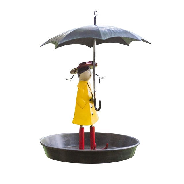 Metal Hanging Bird Feeder with Umbrella Design for Outdoors