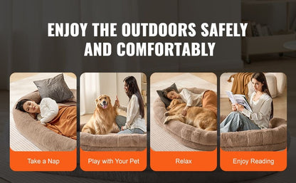 Large Human Dog Bed with Washable Faux Rabbit Fur