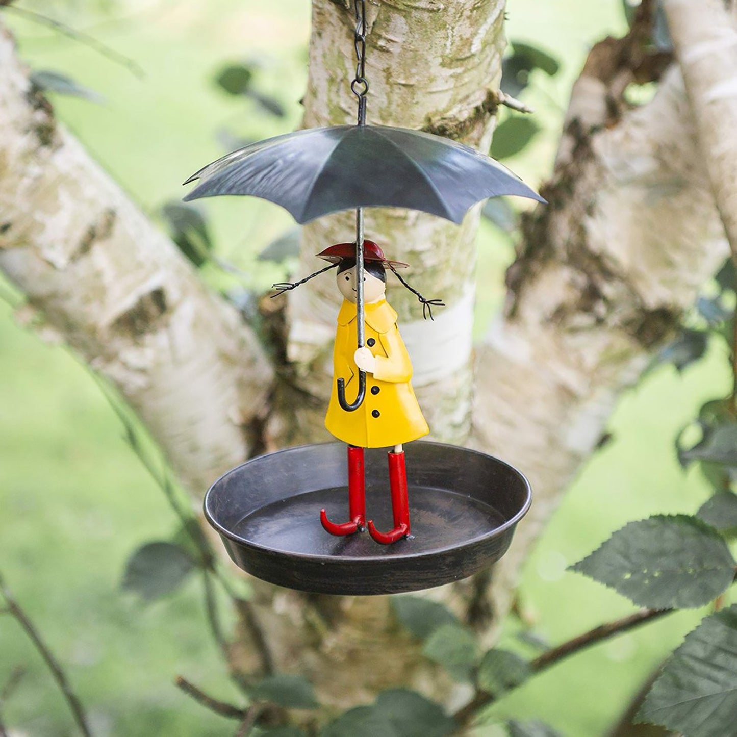 Metal Hanging Bird Feeder with Umbrella Design for Outdoors