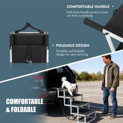 Foldable Dog Ramp - Portable Non-Slip Stairs for Large Dogs