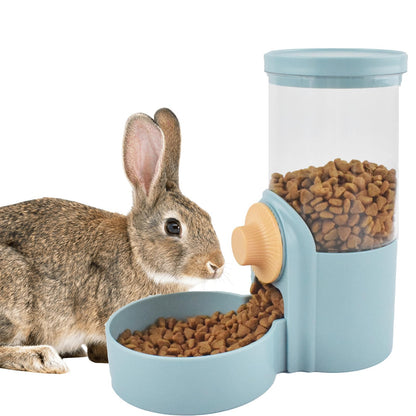 Cdipesp Hanging Automatic Rabbit Food Dispenser Auto Guinea Pig Feeder for Cage 35OZ Gravity Bunny Feeder Dog Cage & Crate Food Bowl for Rabbit Guinea Pig Hedgehog Ferret Kitty Puppy