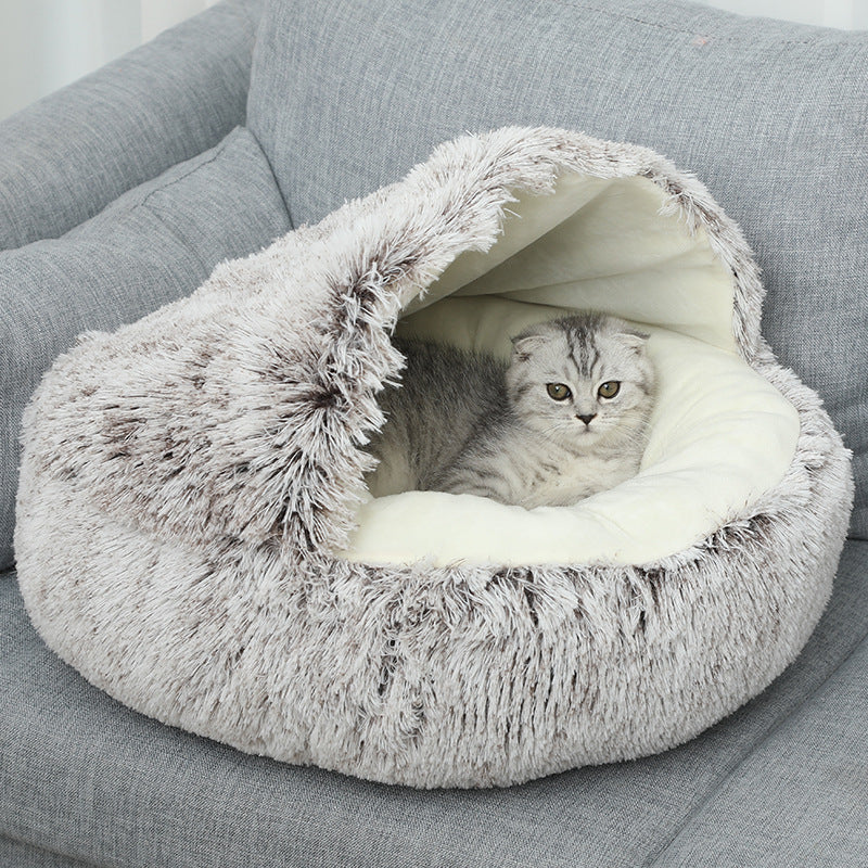 Winter Warm Shell-Shaped Pet Bed for Cats and Dogs