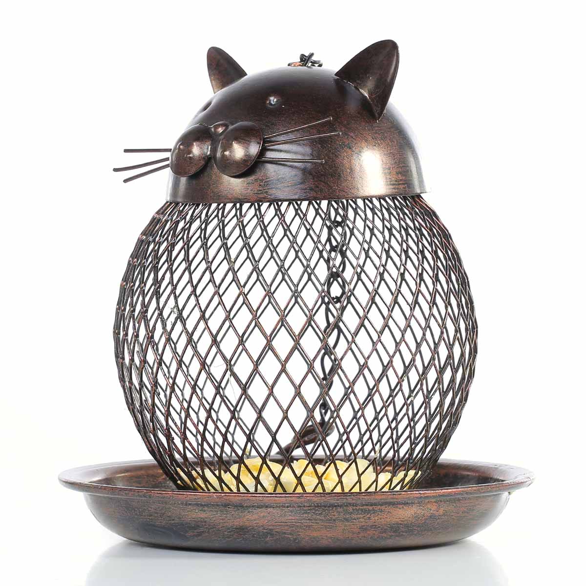 Modern Metal Cat Bird Feeder Home Decor Gift