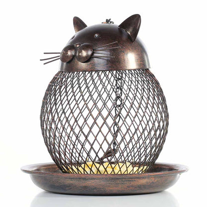 Modern Metal Cat Bird Feeder Home Decor Gift