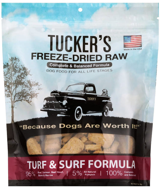 Tuckers Raw Frozen Freeze Dried Raw Dog Food Turf & Surf Formula 14oz