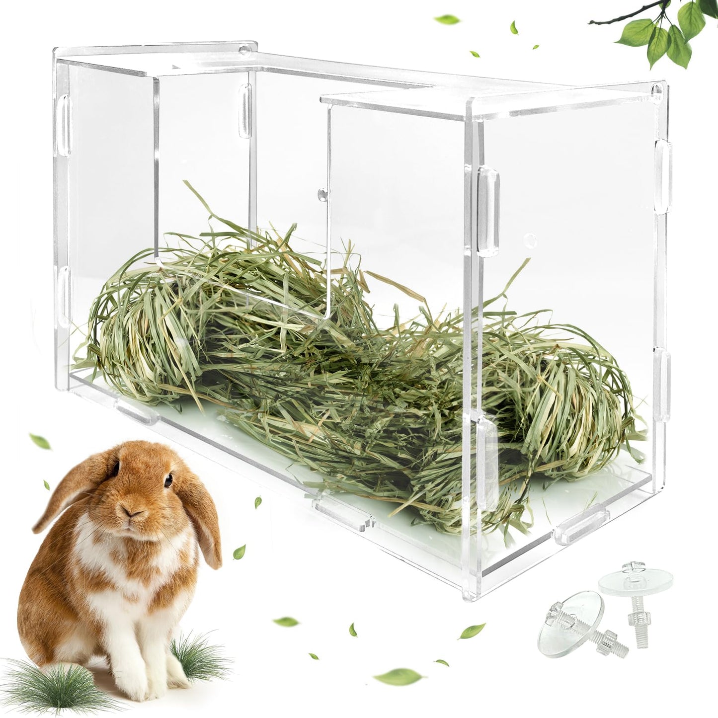 UCANVIN Rabbit Hay Feeder with LidHanging Food Dispenser for Rabbit Guinea Pig Bunny Chinchilla 106oz Large Capacity 1pack